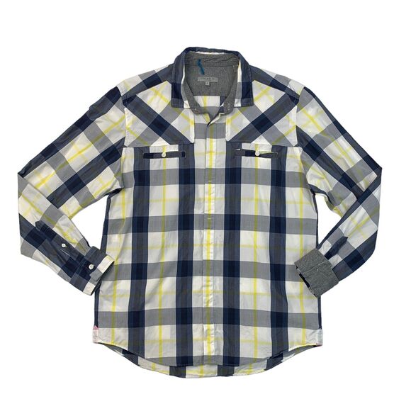 Ted Baker Other - Ted Baker Shirt Mens 5 Plaid Button Up Long Sleeve Cotton Pockets Flip Cuff